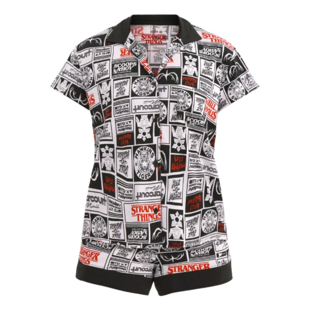 NWT Netflix Stranger Things Women's Printed Notched Top & Shorts PJ Set Size S - Picture 8 of 10